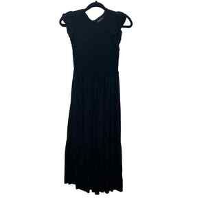 Merokeety Black Smocked Tiered Maxi Dress Womens Size Small PartyCasual Stretch